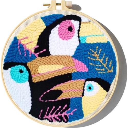 Colorful Birds Punch Needle Starter Kits Soft Yarn Punch Needle Embroidery Kit Easy Embroidery Set Needlework Work Home Decor