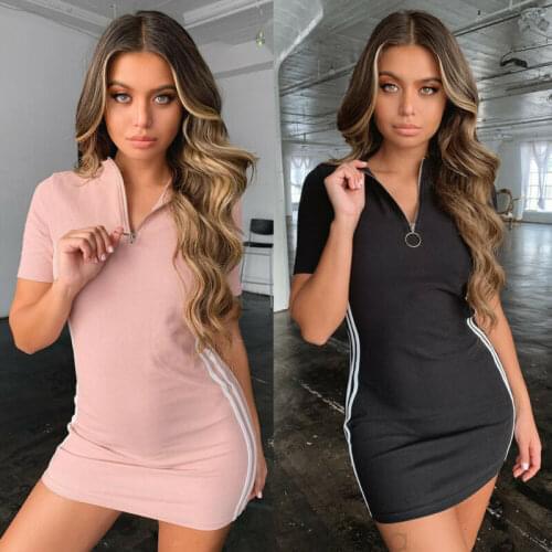 Newest Tennis Dress Summer Women Leisure Sleeveness U Shape Side Striped Zipper Sportswear Tennis Dress Outfits
