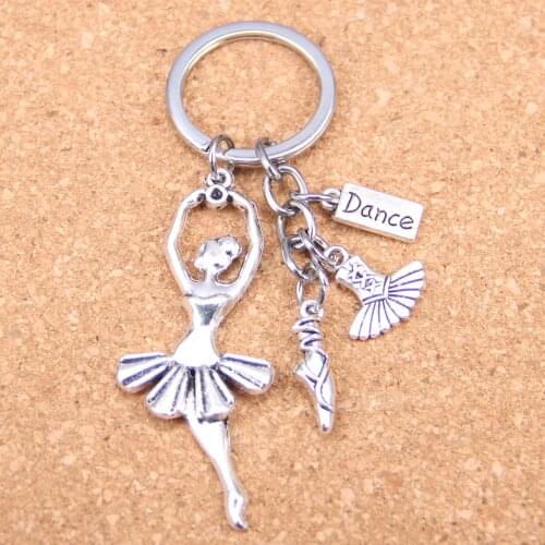 20pcs New Fashion DIY Keychain ballet dancer Pendants Men Jewelry Car Key Chain Souvenir For Gift