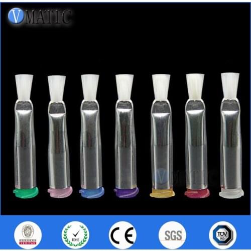 High Quality 10Pcs Pneumatic Fittings 18G-27G 3mm Flat Brush Liquid Glue Dispensing Syringes Needle Soft White Brush Tip