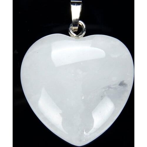 Natural Gem Stone Love Heart Pendants for Necklace Black Onyx Clear Crystal Pink Quartzs Opal Reiki Chakra Fashion Women Jewelry