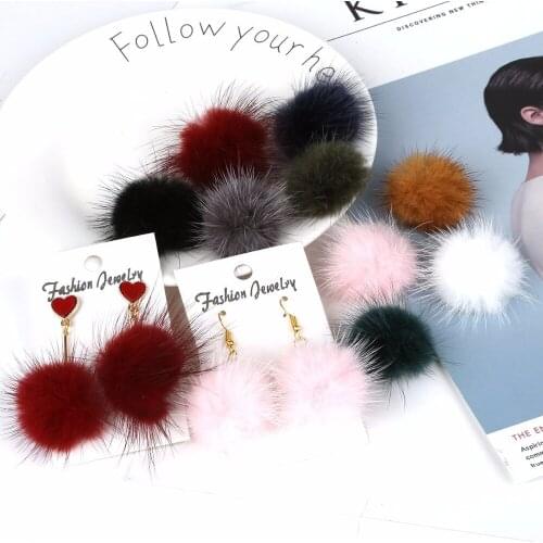6Pcs 35mm Mink Fur Ball Fur Pom Pom for Jewelry Making DIY for Shoes Clothes Earrings Ring/Jewelry Accessories Materials