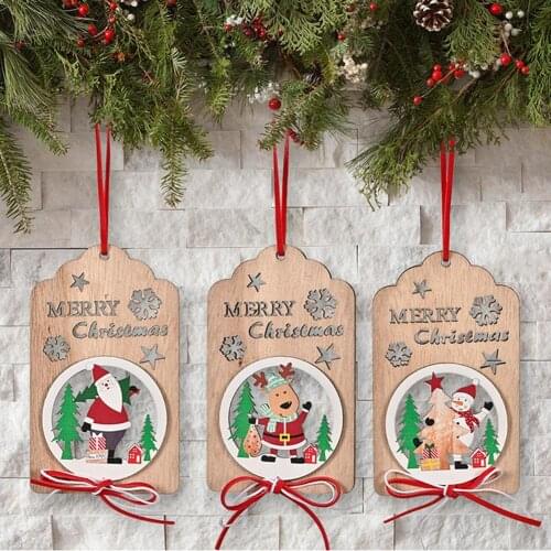 Christmas Ornaments Christmas Wooden Hollow Bowknot Pendant Christmas Tree Hanging Decor Pendant Scene Decoration