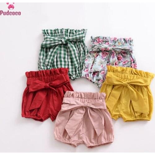 5 Colors Summer Toddler Newborn Casual Shorts Baby Girl Boy Clothes Elastic High Waist Plaid Floral Print PP Pants Outfit