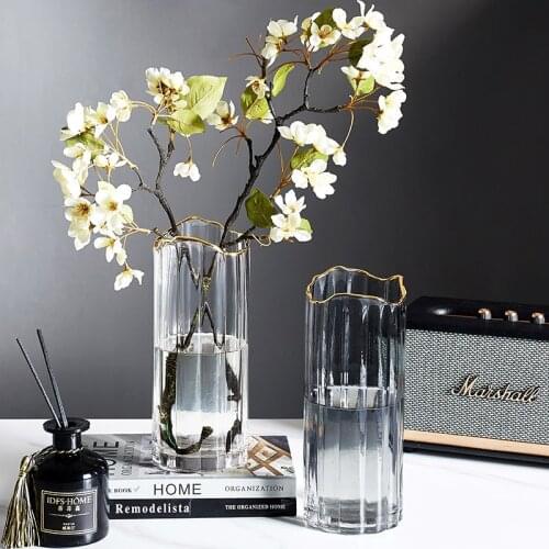 Nordic Vertical Irregular Phnom Penh Glass Vase Dried Flower Flower Arrangement Hydroponic Container Home Decoration Accessories
