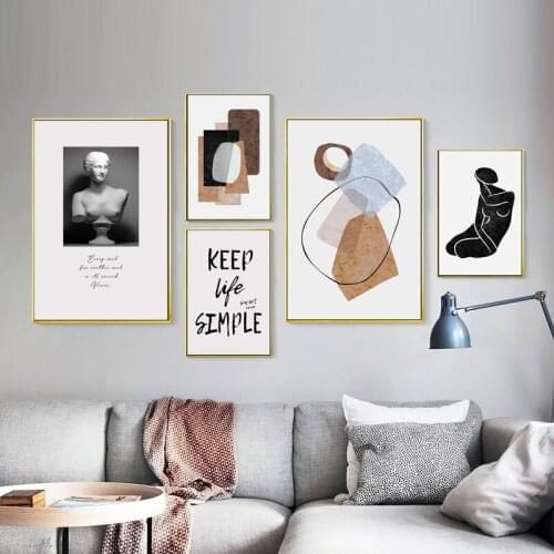 Nordic Style David Sculpture Canvas Painting Wall Art Posters Pictures for Living Room Abstract Geometry Prints Room Home Decor