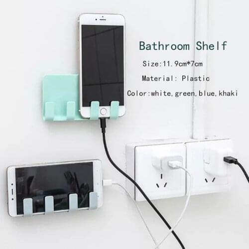 Stick Up Style Wall Cell Phone Bracket 4 Colors Mobile Phone Charging Holder for Wall Traceless 4 Hook Receiving Hanger