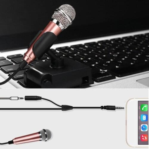 3.5mm Mini Condenser Microphone Phone Karaoke Mic with Stand for iPhone Android IOS Phones Karaoke