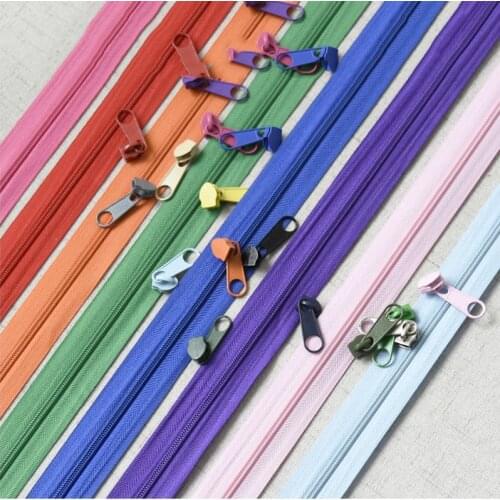 5/10Meters Nylon Coil Zippers with 5/10pcs Matched Zipper Sliders for Home Bags Garment Clothing Zip Repair Sewing Accessories