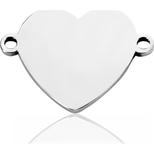 5pcs Stainless Steel 13*18mm Heart Pendants Connector For Jewelry Making DIY Charm Handmade Accessories Gift