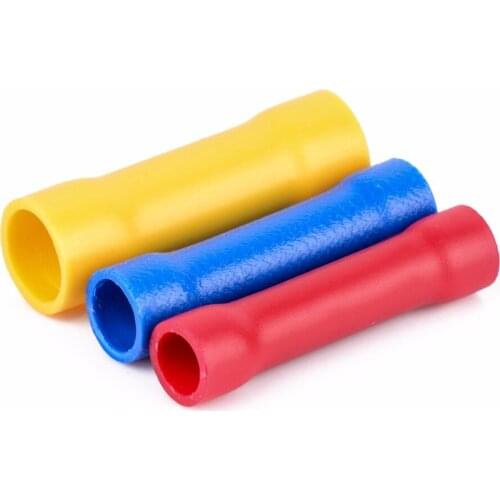 50pcs Insulated Straight Butt Connectors Electrical Crimp Terminals Assorted Kits Wire Cable Terminal For Electrical Tools