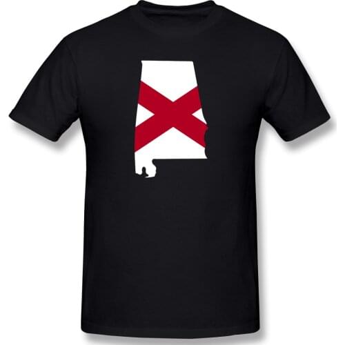 Alabama Map Flag Design Nerdy Mens Basic Short Sleeve T-Shirt R282 Tops Tees European Size