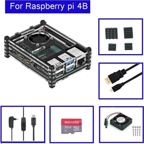 Raspberry Pi 4 Model B ABS Case Plastic Box White Shell Classic Design with Fan with Heatsink for Raspberry Pi 4
