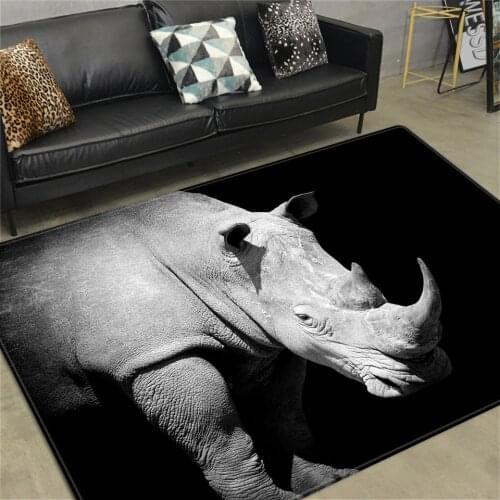 Black Rhinoceros Animal Rug For Children Room Flannel Sponge 3D Lounge Rug Floor Mat In The Hallway Bathroom Living Room Carpet