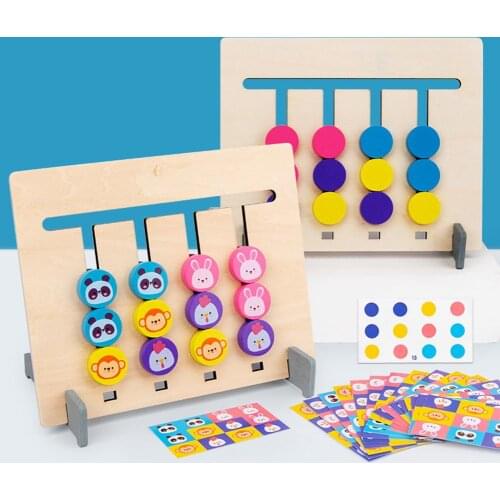 Double-Sided Wooden Four-Color Animal Logic Game Montessori Enlightenment Toys