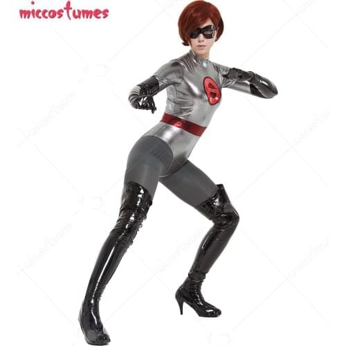 Elasticity Cosplay Costume Bodysuit with Mask Woman Halloween Outfit