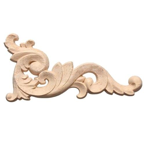 Hot Wood Carved Decal Corner Onlay Applique Door Wall Decor 12*6cm Unpainted