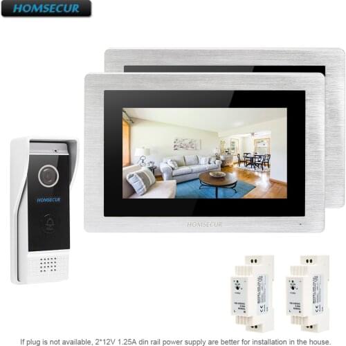 HOMSECUR 7" Hands-free Video Door Entry Security Intercom with Din Rail Power Supply BC031-B + BM714-S