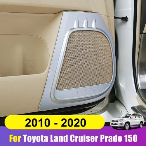 Chrome Car inner Door Audio Speaker Loudspeaker Trim Cover Sticker For Toyota Land Cruiser Prado FJ150 2010-2017 2018 2019 2020