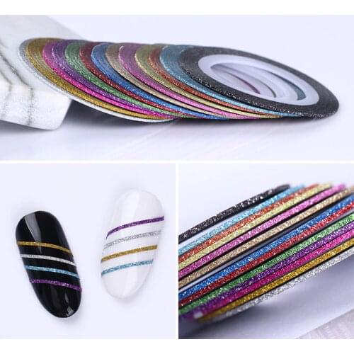 Nail Tape Line Matte Glitter Multi-color 1mm Striping Adhesive Stickers Nail Art Decoration DIY Tips 13 Pcs