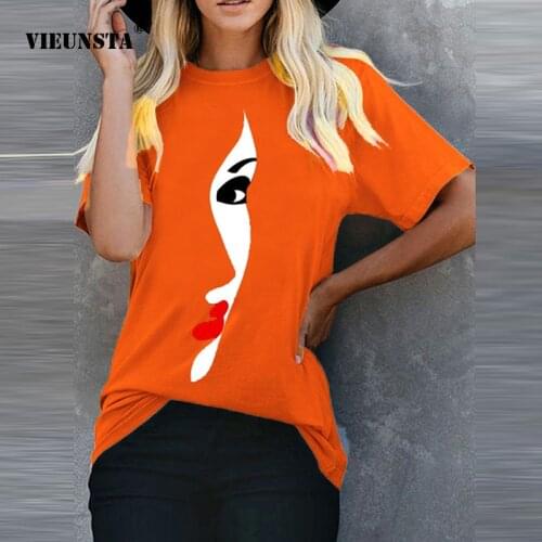 Summer 2021 Casual Loose T-shirt Top O-Neck Short Sleeve Elegant Female Office T-shirts Plus Size Women New Fashion Printed Tops