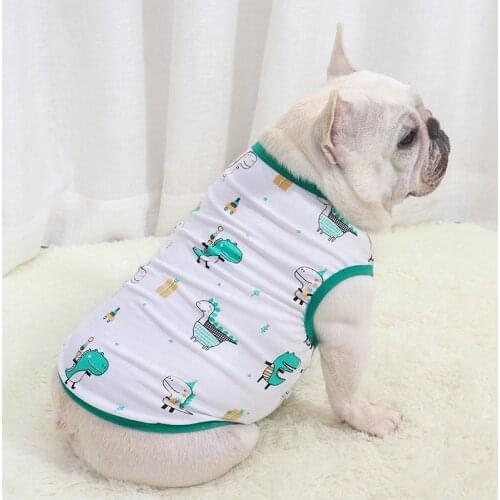 Summer Fat Dog Clothes Dinosaur Print Pet Vest Shirt Clothing For Medium Large Dogs Costume Ropa Perro French Bulldog Pet Vest