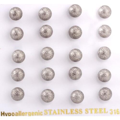 LUXUSTEEL statement earrings Wholesale Jewelry Stainless Steel Silver Color Frosted Round Ball Stud Earrings Brinco Party