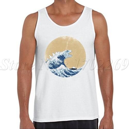 Vintage great wave fashion men tank tops sleeveless casual Vest cool bodybuilding clothing fitness shirt men singlets