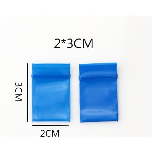 Mini Plastic Gift Bag Wholesale 300pcs/lot 2x3cm Blue Plastic PE Zip Lock Jewelry Gift Packaging Storage Ziplock Bags