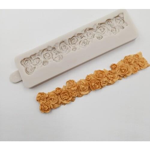 Minsunbak Hot Rose Lace Silicone Mold Fondant Mould Cake Border Decoration Tool Chocolate Gumpaste Molds