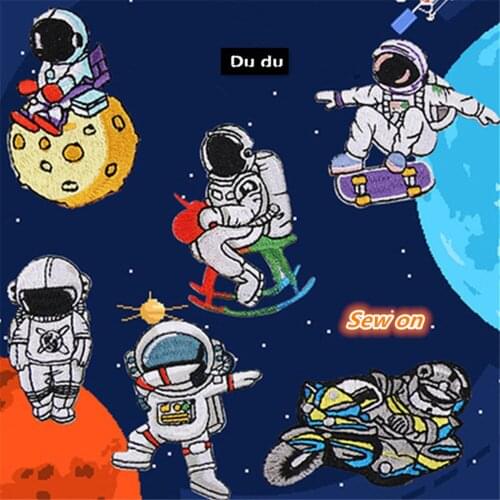 Sew on Clothes Patches Applique Lovely Universe Pilot Pattern Patches T-shirt Down Jacket Beautify Patches DIY