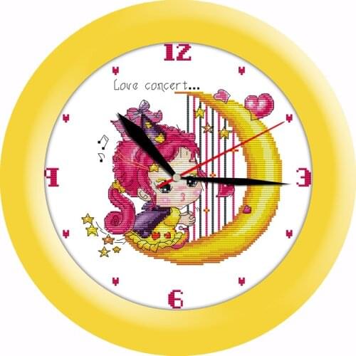 Everlasting Love The Little Girl On The Moon Wall Clock Ecological Cotton Cross Stitch 11CT And 14CT Printed Christmas New Year