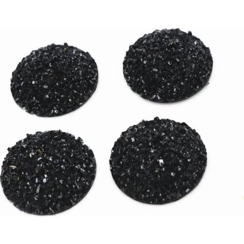 New Fashion 10pcs 25mm Black Colors Natural ore Style Flat back Resin Cabochons For Cameo Base accessories-I1-38