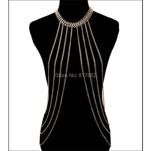 New Style BY427 Women Fashion Gold colour Chains Jewelry Simple Eight Chains Bikini Chains Jewelry Sexy Body Jewelry 2 colors