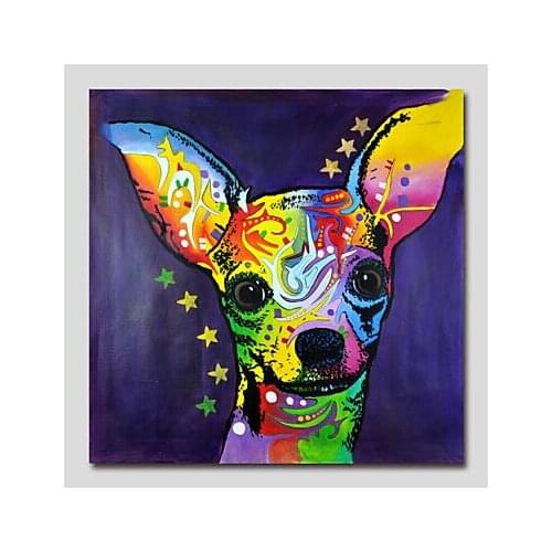 One Piece Hand Painted Modern Canvas Oil Painting Wall Decor Pop Art Cute Dog Abstract canvas Wall art for Home Decor