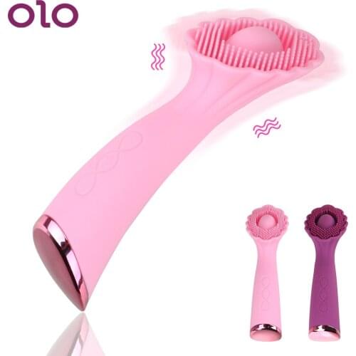 OLO Female Masturbation Sex Toy for Women Flower Shape Brush Massage Vibrator Vagina Clit Stimulation Oral Sex Massage