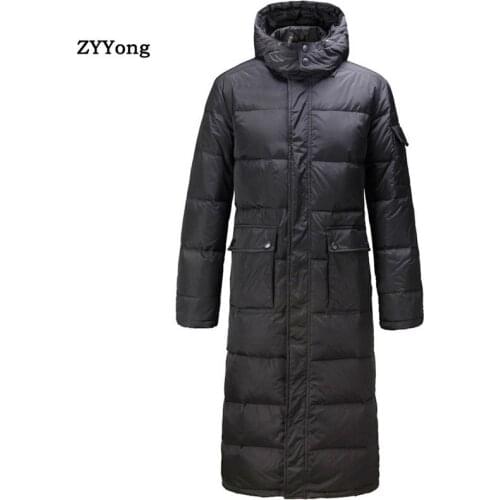 2020 Autumn Winter Black Mens Long Jacket Loose Parkas Men Warm Casual Parka Coat Long WaterProof Thickening Hat Jacket Parka