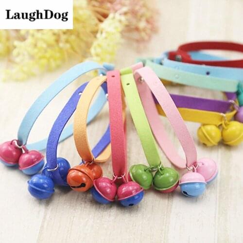 Handmade Dog Collar Double Bell Collar For Small Dogs Cats Pet Accessories Soft Light Cat Collar Pets Supplies Chihuahua PoodleH