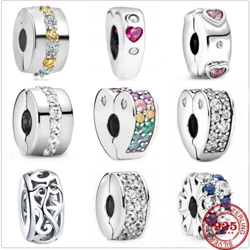 Genuine 925 Sterling Silver Beads Charm Blue Color Pattern Heart Fit Original Pandora Bracelet Charm Jewelry Gift