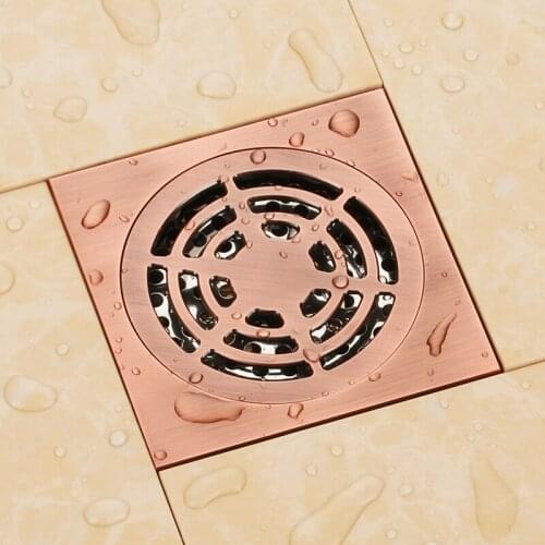 Retro red bronze solid brass 100 x 100mm square anti-odor floor drain bathroom shower drain
