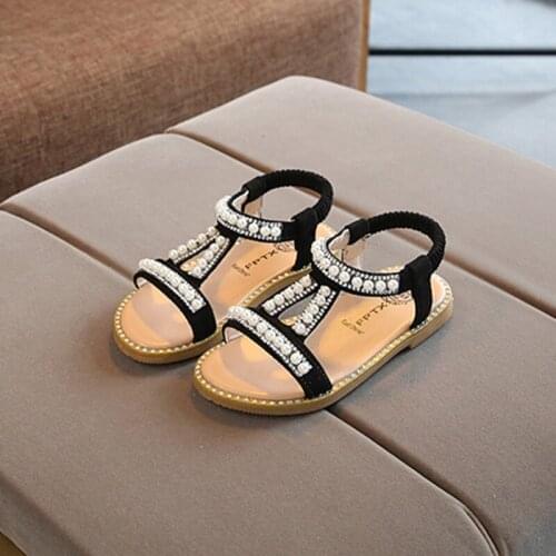 Girls Pearl Sandals Baby Korean Open-toed Princess Shoes Children Anti-skid Little Girls 3-8 Years Shoes Toddler Sandals Summer