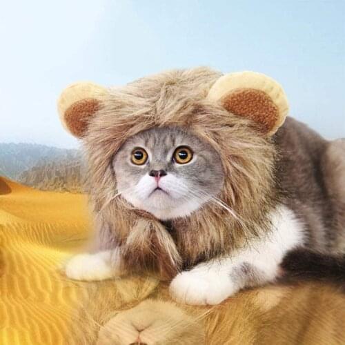 Cat Halloween Costume Lion Mane Hat for Kittens Puppy Dogs Adjustable Washable Comfortable Fancy Lion Hair Christmas Party