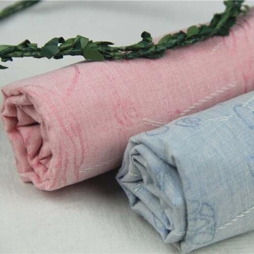 SKIN PINK LIGHT BLUE 100% Cotton Dobby Lotus Flower Fabrics Textile for DIY Craft Summer Apparel Clothing Handwork Shirt Dress