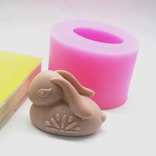 Wholesale/retail ,free shipping,c407 Cute rabbit Silicone Cake mould soap mold FM