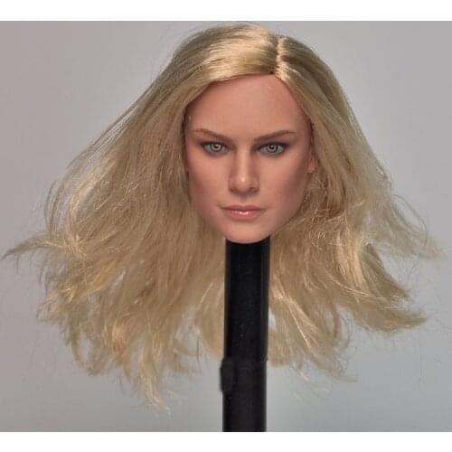 1/6 Scale Brie Larson Angry eyes Female Head Sculpt with Long Hair for 12''Action Figures Body Toys Gifts MC002