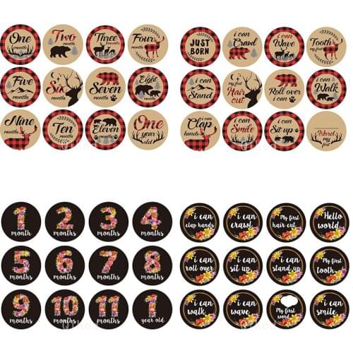 Hot 12 Pcs Month Sticker Baby Gift Photography Milestone Card Memorial Monthly Newborn Kid Commemorative Card Number Photo Props