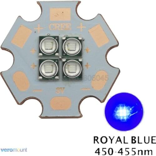 3V / 6V / 12V Epileds 3535 4Chips 4-18W High Power Plant Grow LED Emitter Royal Blue 450nm with 20mm Copper PCB