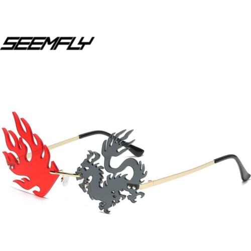 Seemfly Personality Funny Sunglasses Dragon And Phoenix Sun Glasses Metal Frame Hip Hop Women Men Party Eyewear UV400 Shades New