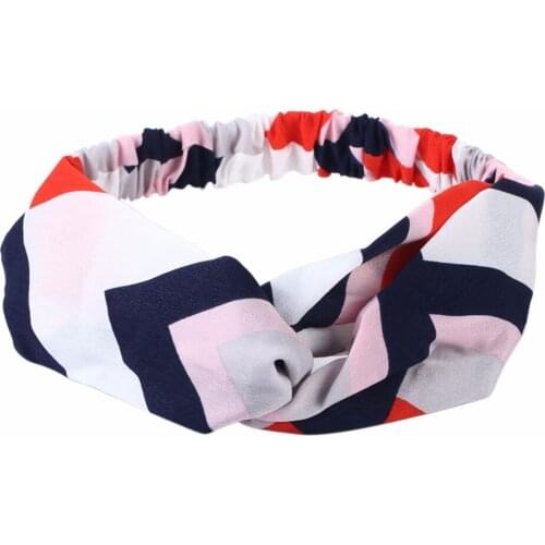 Women Colorful Patchwork Head Wrap Knotted Stretch Headbands Bndanas Headwear Girls Hair Accessories Scarf Headdress Band HB067