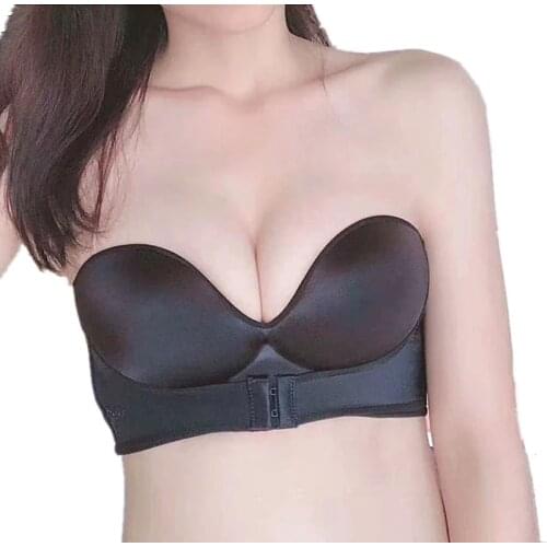 Women Invisible Bras Underwear Lingerie For Female Brassiere Strapless Seamless Bralette ABC Cup Front Closure Sexy Push Up Bra